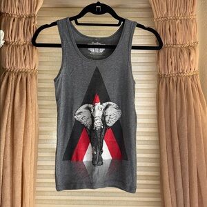 Threadless Gray Elephant Graphic Tank Top